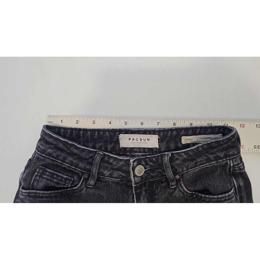 Pacsun Shorts Womens 22 Black‎ Mom Cut Off Altered Dark Wash Denim - Picture 2 of 6